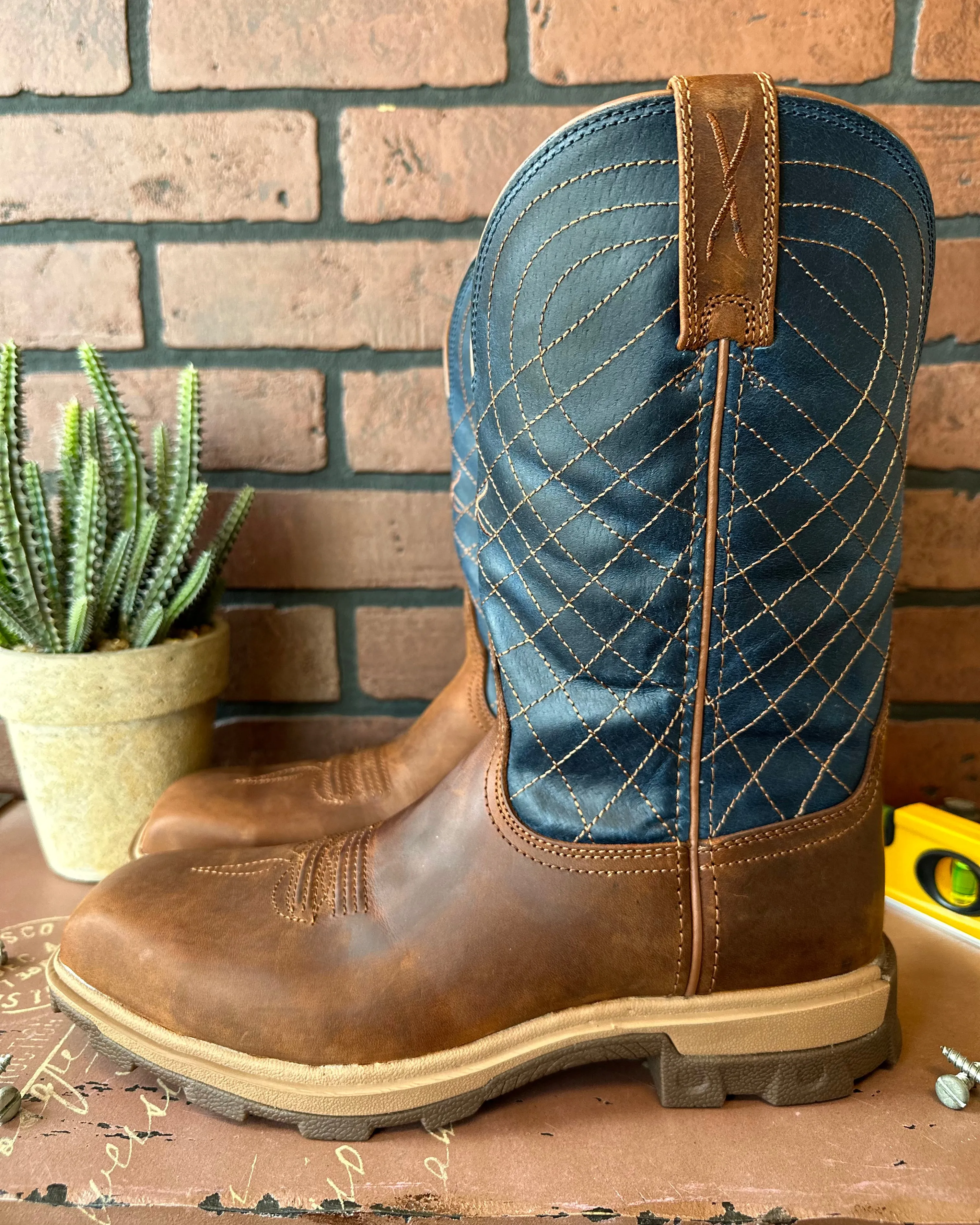 Twisted X Men's Mocha & Denim Nano Toe Cowboy Work Boots MULN004