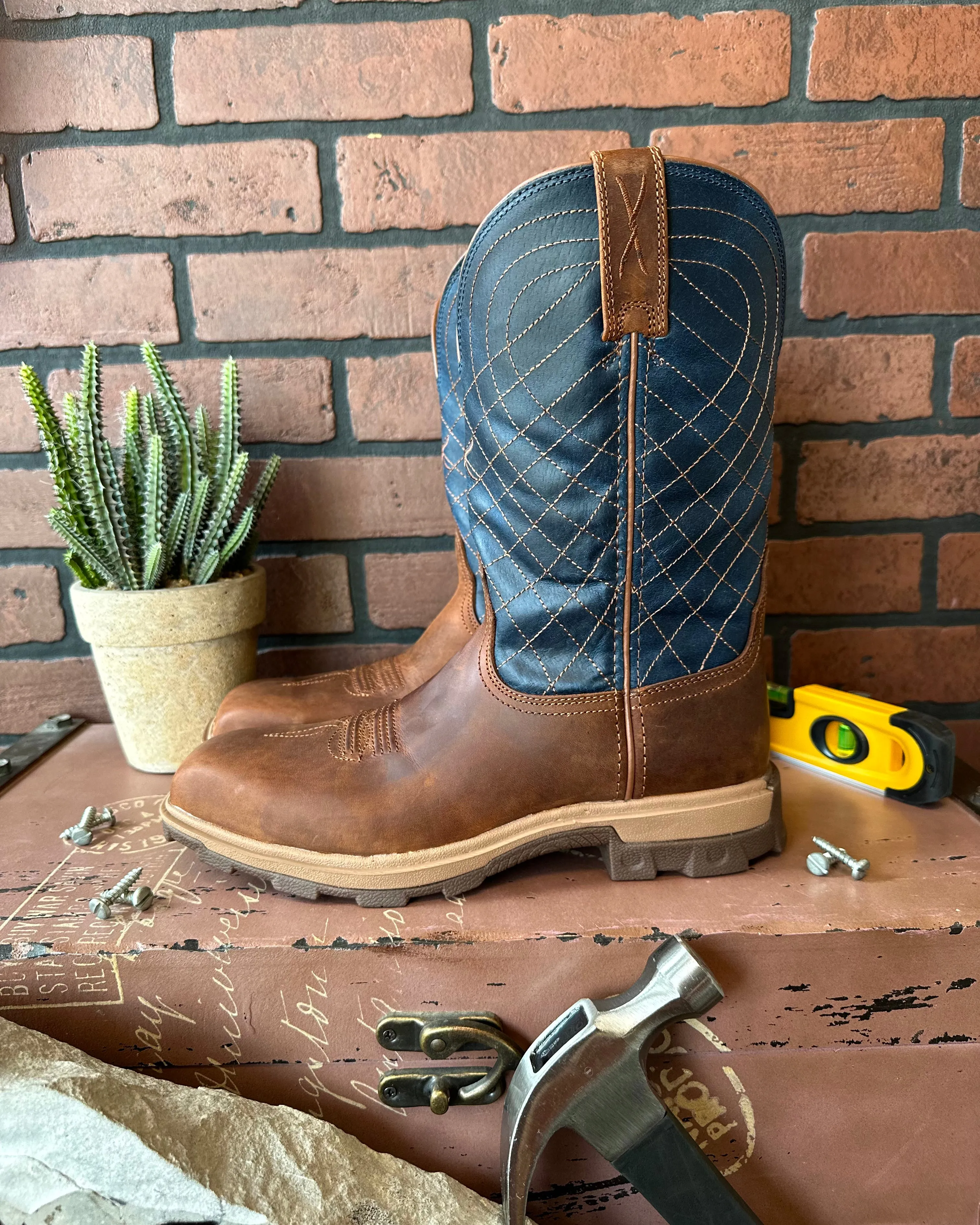Twisted X Men's Mocha & Denim Nano Toe Cowboy Work Boots MULN004