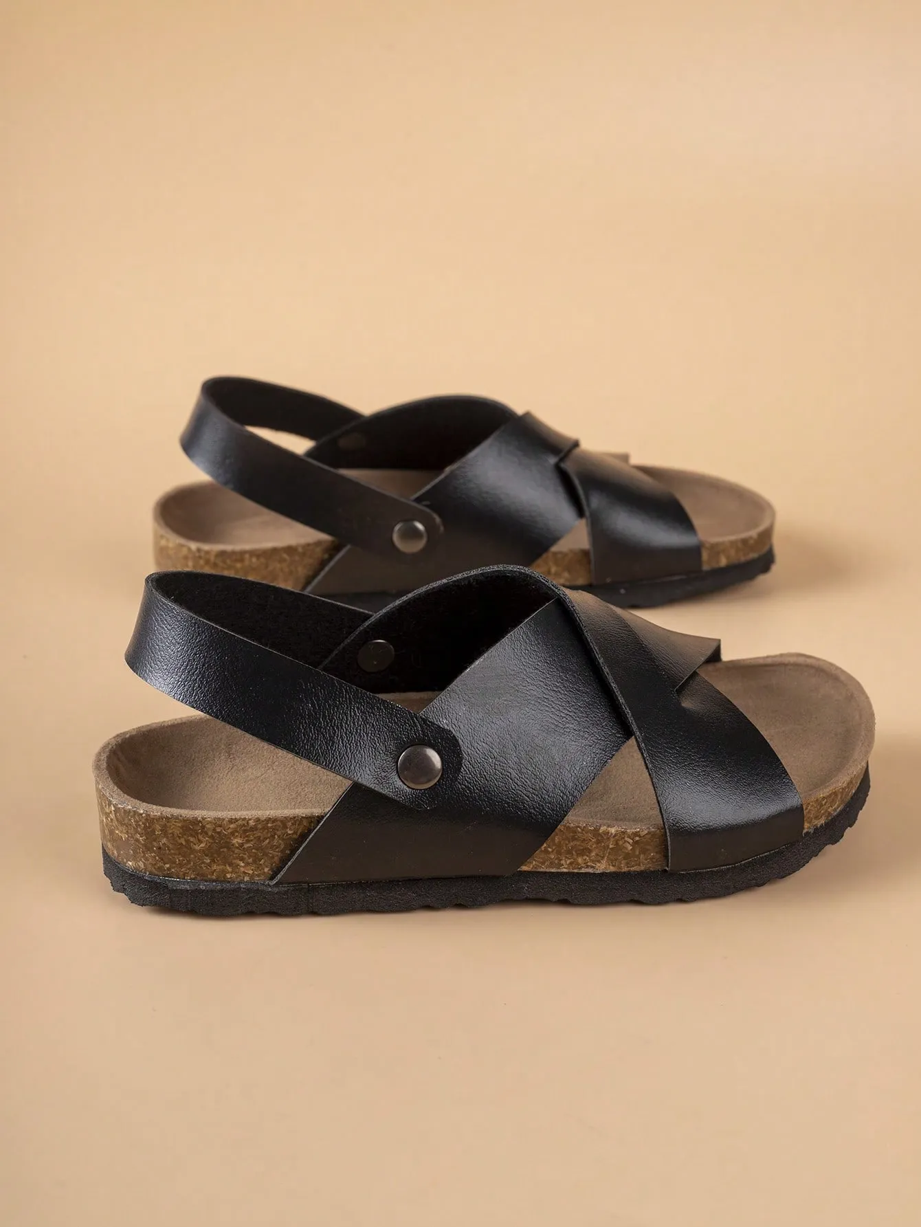 unisex Criss Cross Non-slip Slingback Footbed Sandals For Outdoor