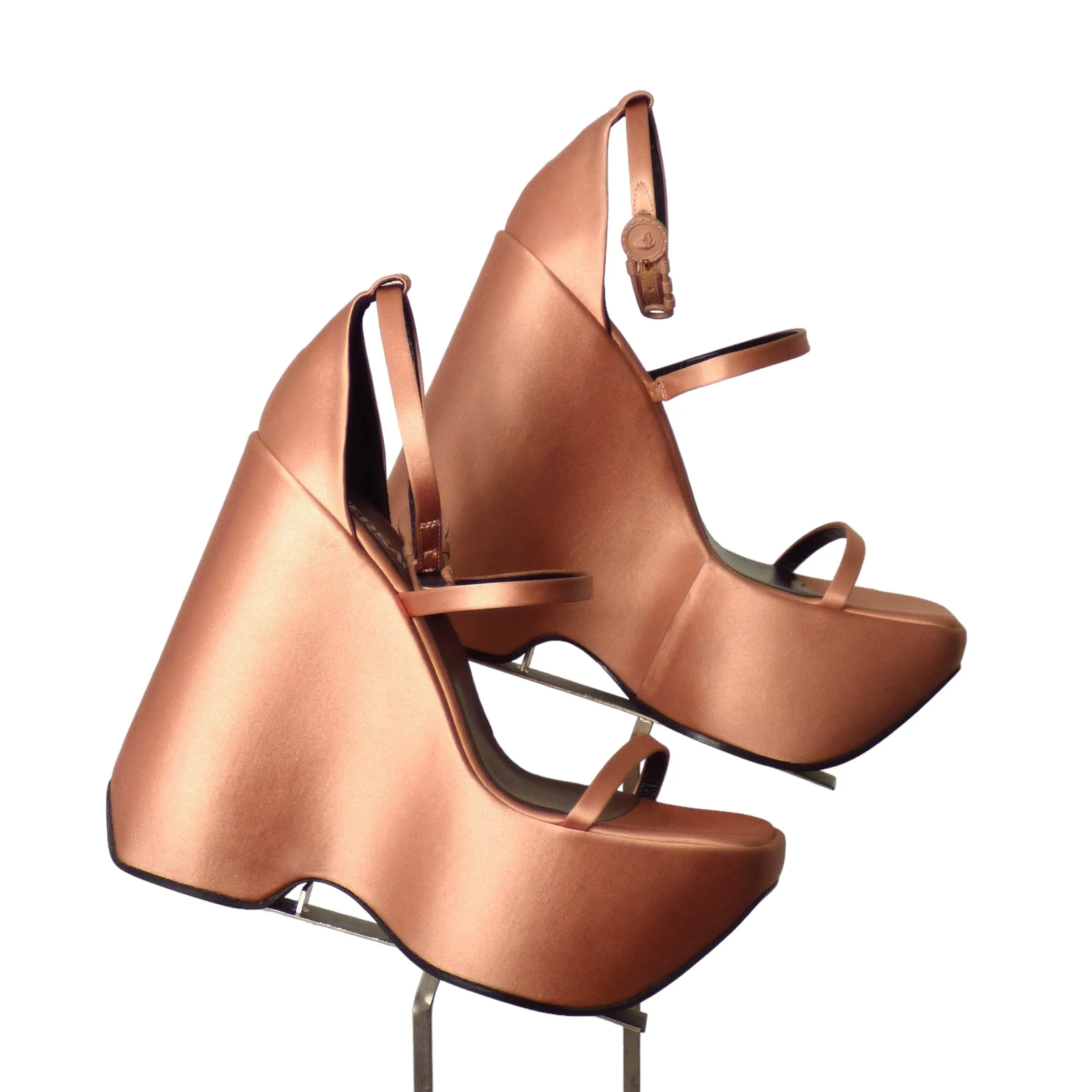 VERSACE- NIB Mauvelous Satin Wedge Platforms Size 38.5