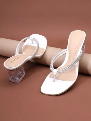 White Patent Block Sandals (TC-ST-018-WHT)