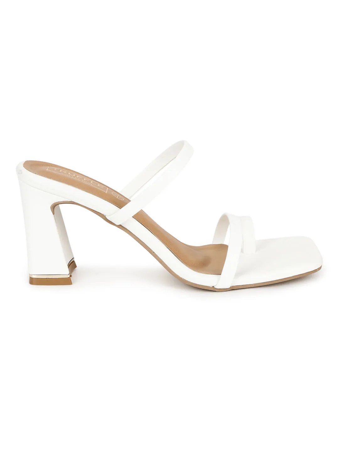 White PU Strappy Curved Block Heel Mules (TC-SLC-A6-WHT)