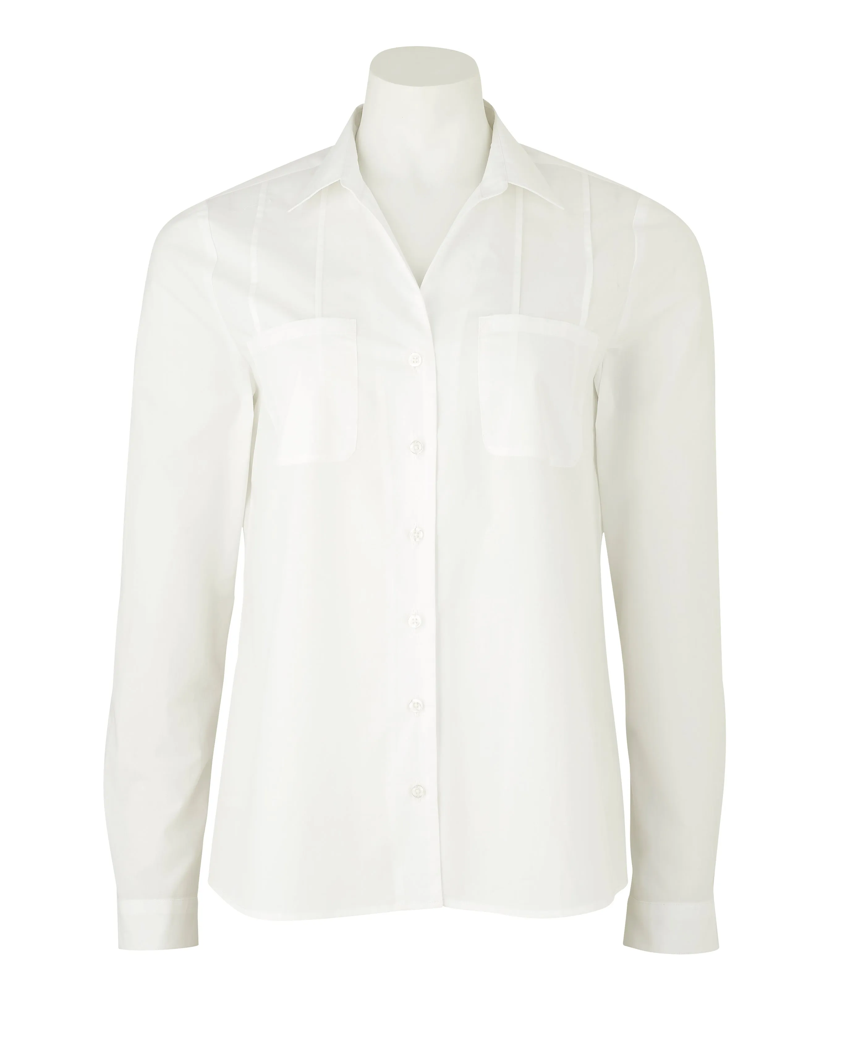 White Semi-Fitted Women's Shirt With Pin-Tuck Detail