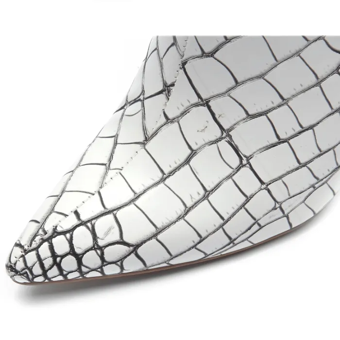 White Stone Pattern High Heel Ankle Boots
