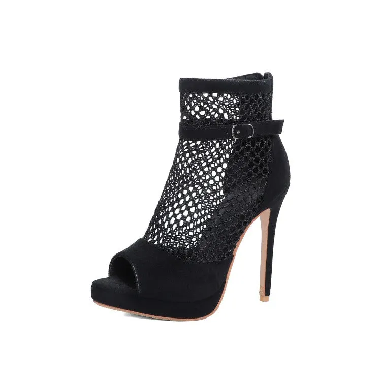 Women's Cutout High Heels Short Boots