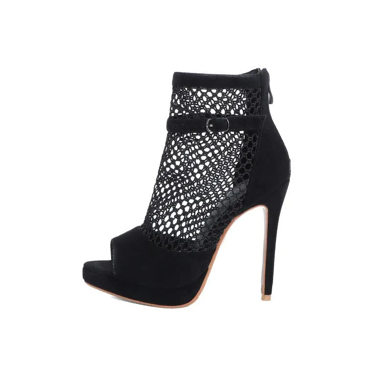 Women's Cutout High Heels Short Boots