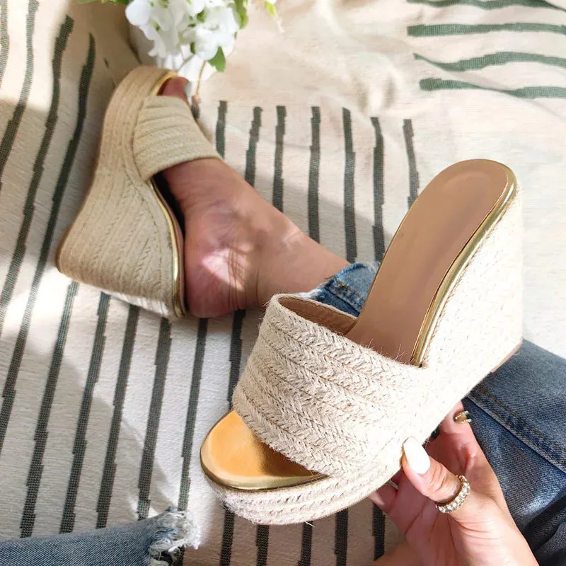 Women's Sandals Shoes - Rope Weaving Wedges High Heels - TSS413