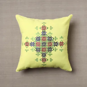 Yellow - Soof Embroidery Cotton Cushion Cover (16 x 16 in)