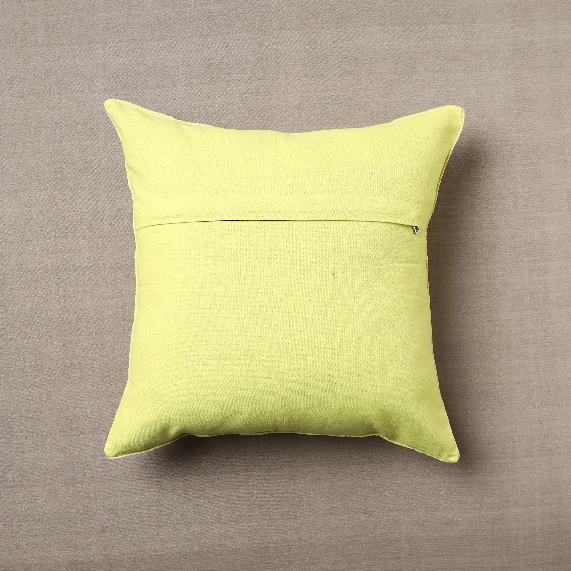 Yellow - Soof Embroidery Cotton Cushion Cover (16 x 16 in)
