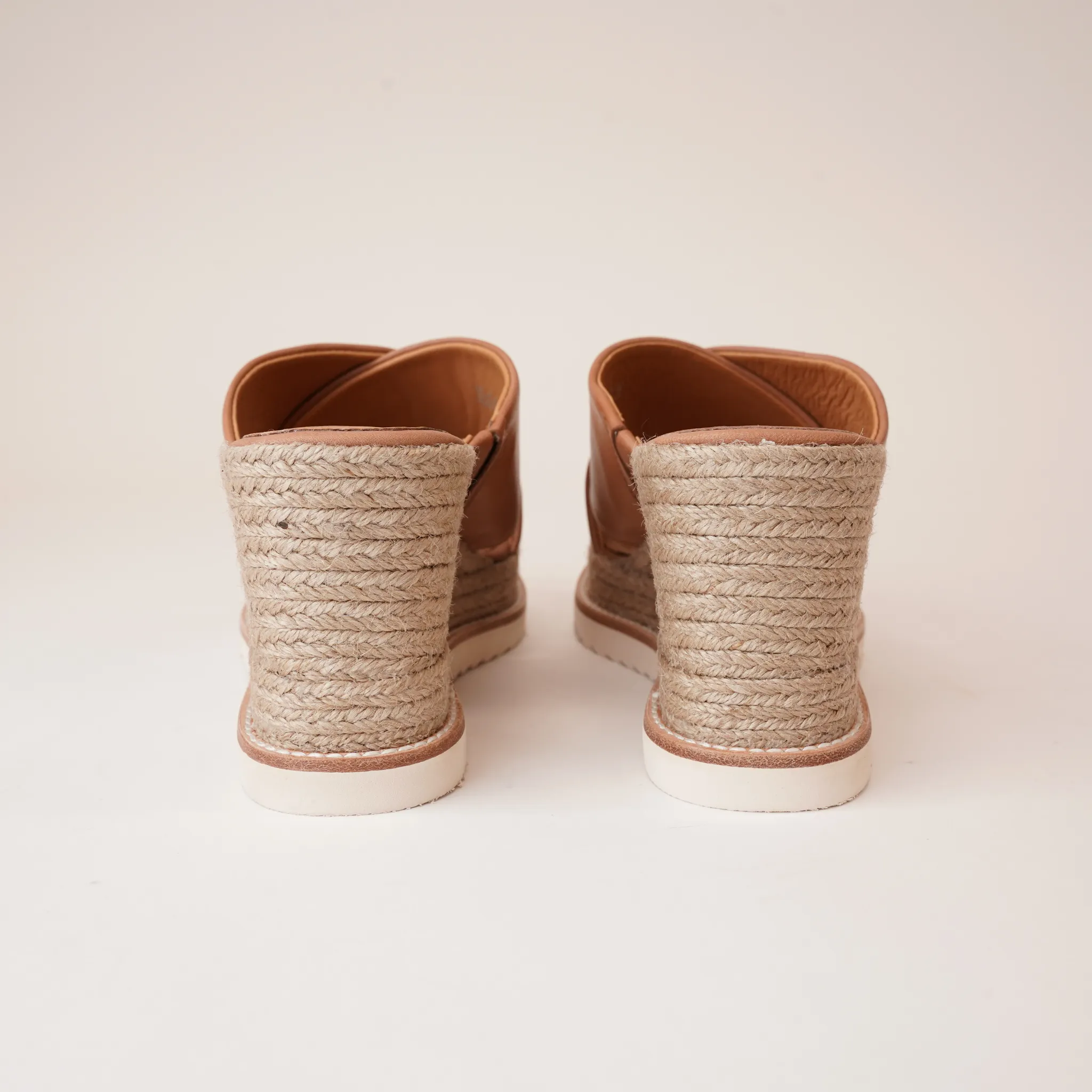 Zelie Brandy Leather Espadrille Wedges