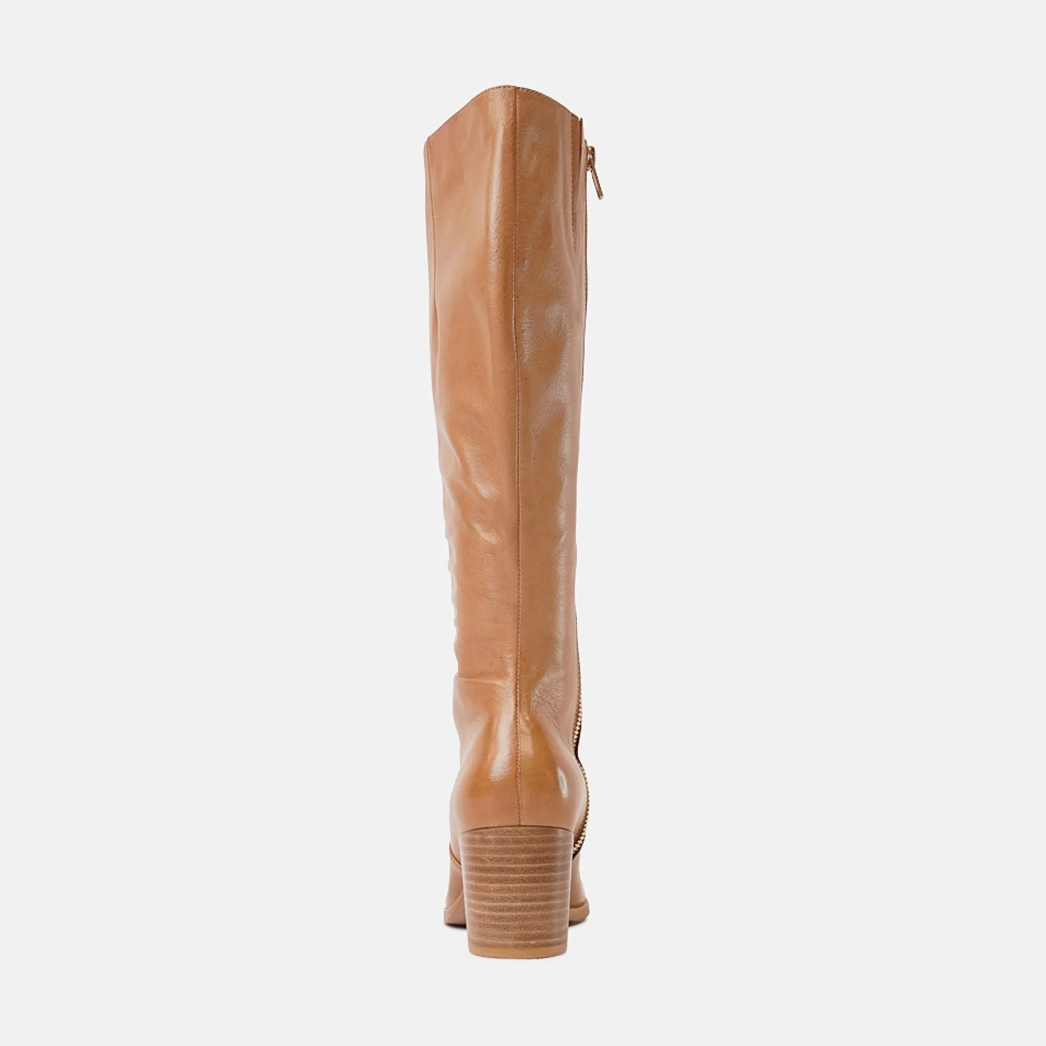 Zodiak Tan/Natural Leather Knee High Boots