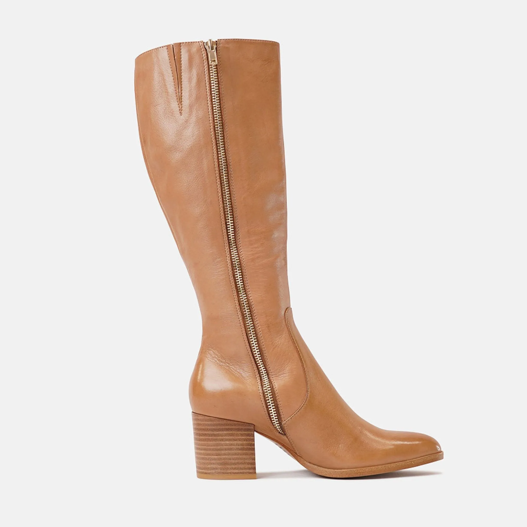 Zodiak Tan/Natural Leather Knee High Boots
